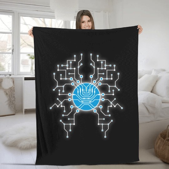 CPU Data Circuit Computer Nerd Electrical Board Fleece Blankets