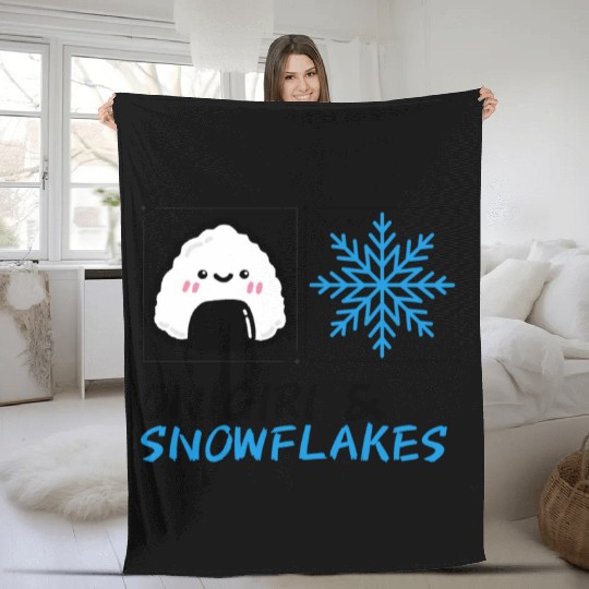 Onigiri and Snowflakes for the Holidays Fleece Blankets
