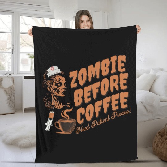 Zombie nurse when not caffeinated: Graveyard shift Fleece Blankets