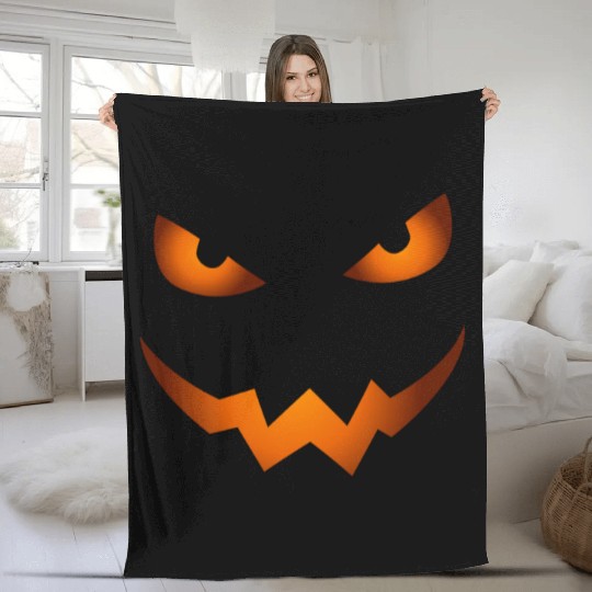 Scary Jack O Lantern Pumpkin Face Halloween Fleece Blankets