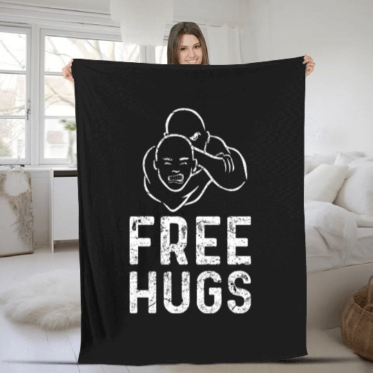 Funny BJJ Fleece Blankets Men MMA Free Hugs Fleece Blankets Wrestling