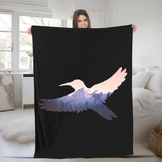 Hummingbird Bird Mountains Fly Nature Paradise Fleece Blankets