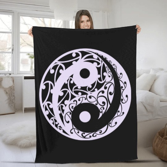 Yin And Yang Koru Pattern In A Light Purple Colour Fleece Blankets