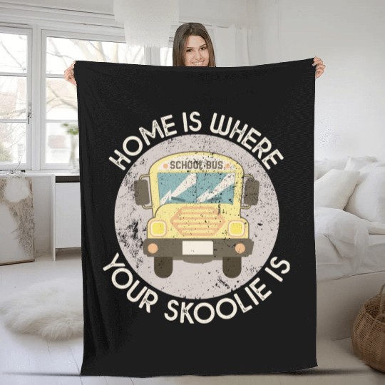 School Bus Conversion Design For A Skoolie Lover Fleece Blankets