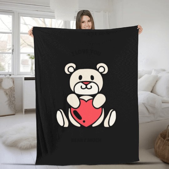 I Love You Beary Much Fleece Blankets