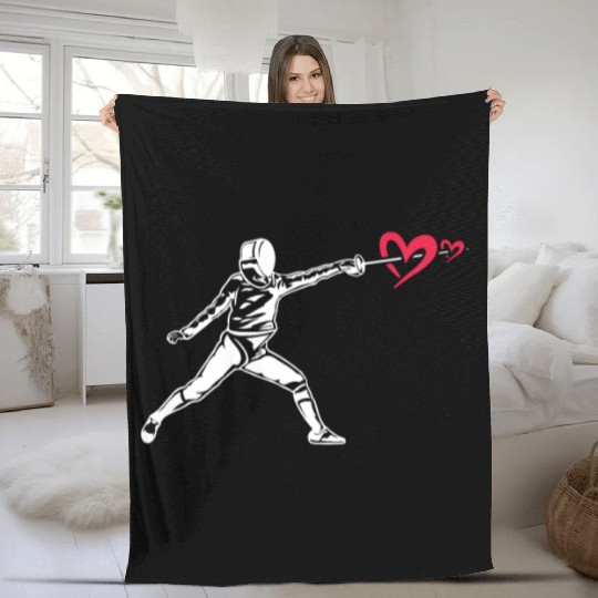 Fencing Fencer Heart Fleece Blankets