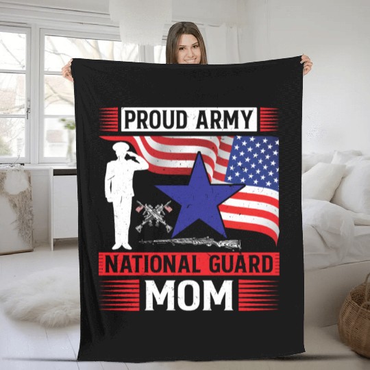 Proud Army National Guard Mom Fleece Blankets