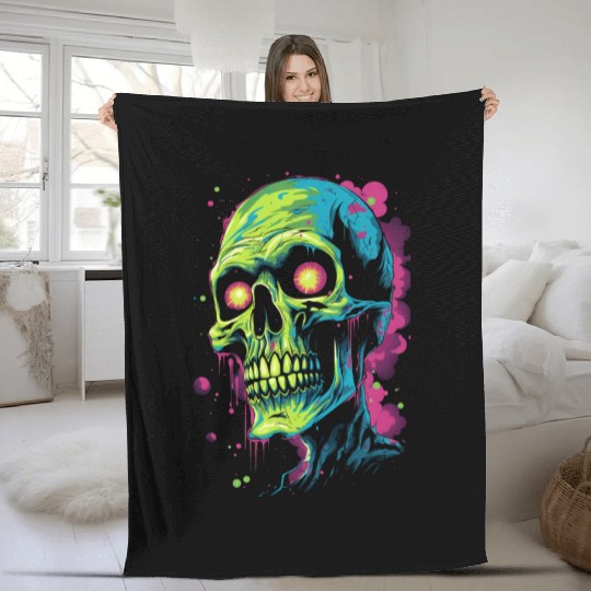 Neon Zombie Fleece Blankets