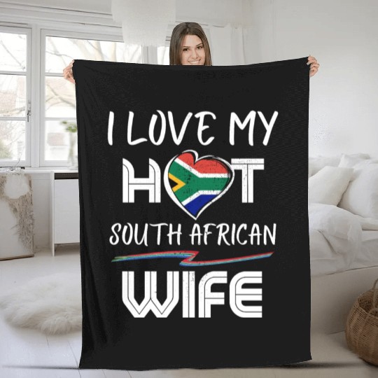 Funny I Love My Hot South African Wife Husband Fleece Blankets