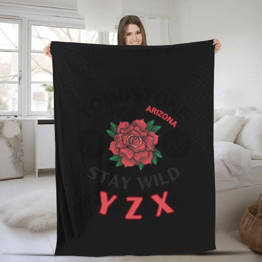 Tombstone Arizonna red rose Fleece Blankets
