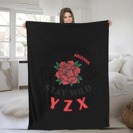 Tombstone Arizonna red rose Fleece Blankets