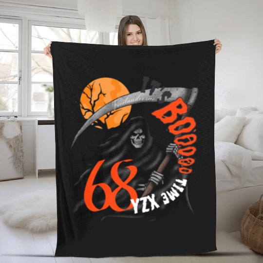 Grim reaper, creepy halloween Fleece Blankets