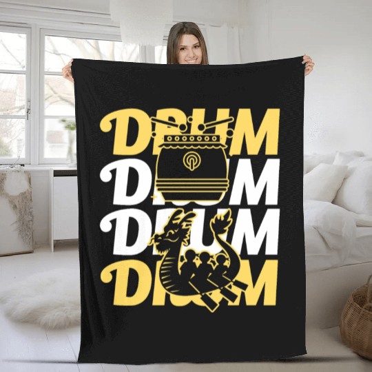 Funny Dragon Boat Racing Paddle Fleece Blankets