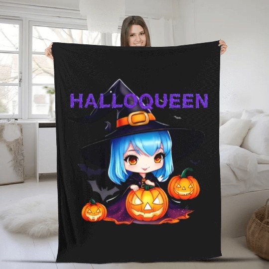 Hallo Light Blue Witch Fleece Blankets