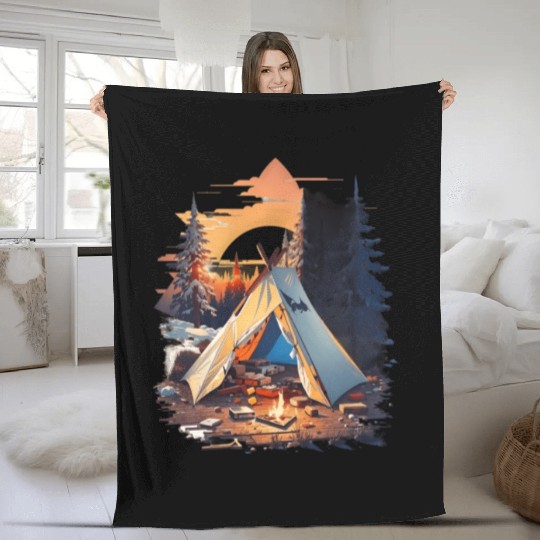Ripped tent Unisex Fleece Blankets