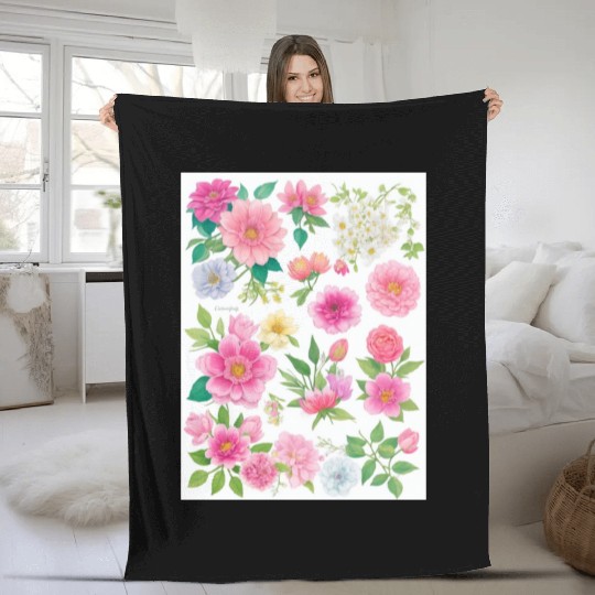 Lavender and Lilac Spring Flowers Fleece Blankets