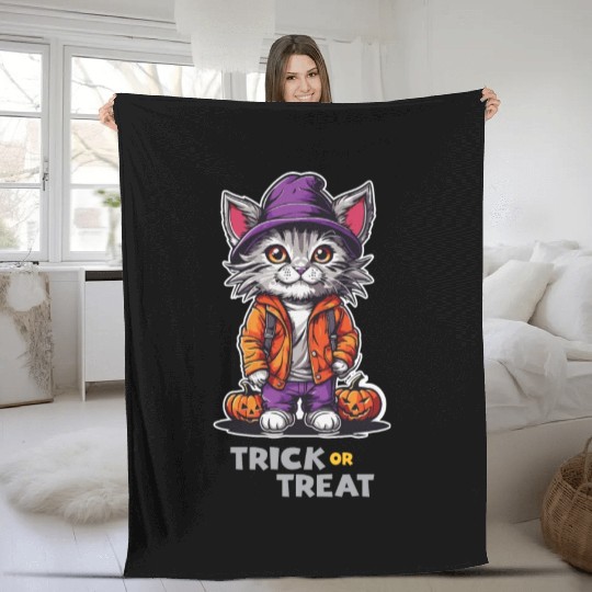 TRICK OR TREAT-Boss Cat Fleece Blankets