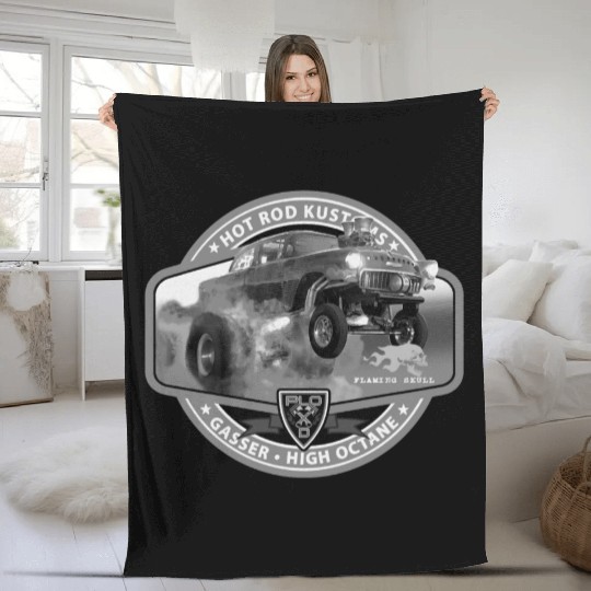 Hot Rod Gasser BW Fleece Blankets