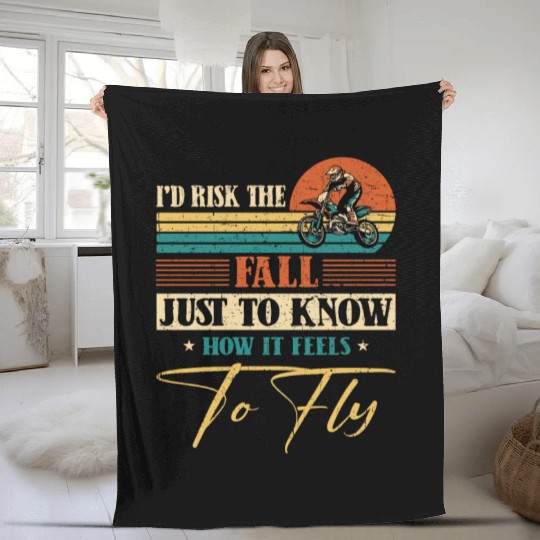 Risk Fall How Feel To Fly Motocross Supercross Fleece Blankets