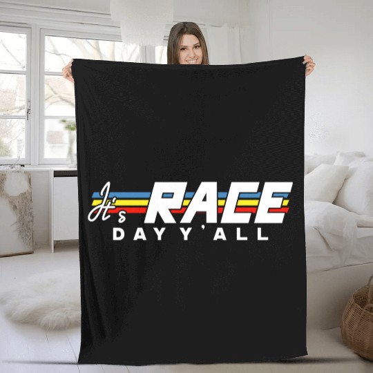 It s Race Day Y all White Text Fleece Blankets