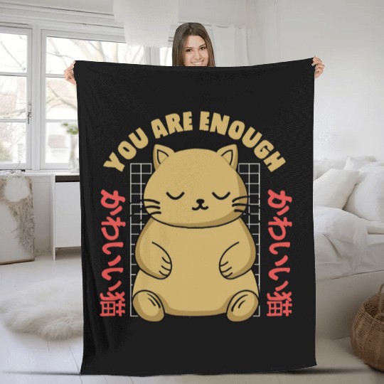 Cute Kawaii You are Enough Fleece Blankets