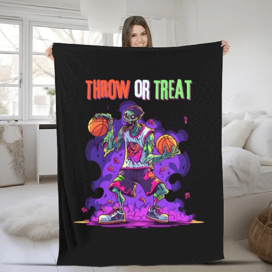 Throw or Treat Zombie Baseball Halloween costume Fleece Blankets