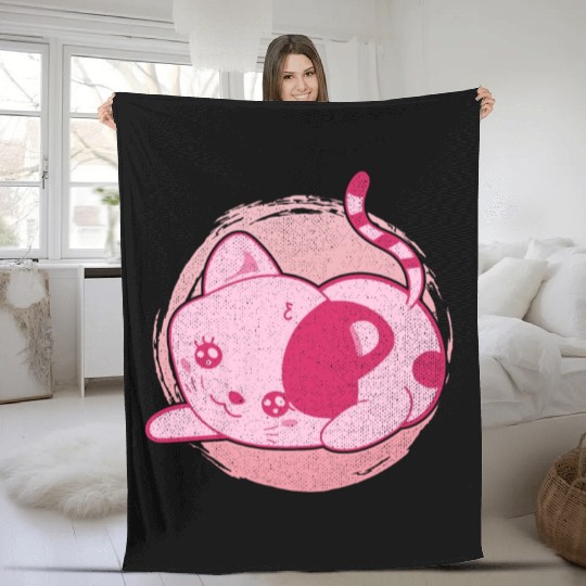 Cat lover pet gift kawaii cat Fleece Blankets