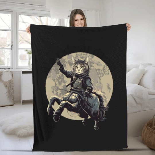 We ride at dawn! Cathorses! Fleece Blankets
