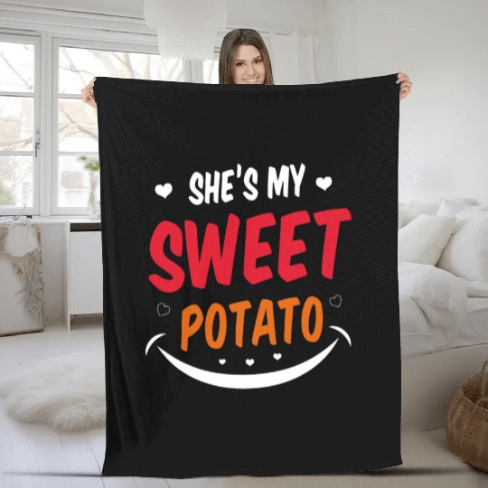 She Is My Sweet Potato Fleece Blankets