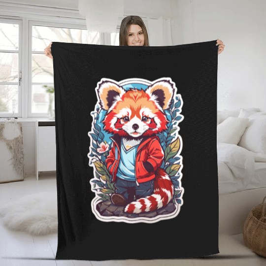 Red Panda Kawaii Fleece Blankets