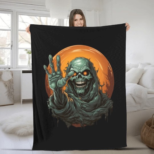 Halloween Emerging Hands Spooky Pumpkin Fleece Blankets