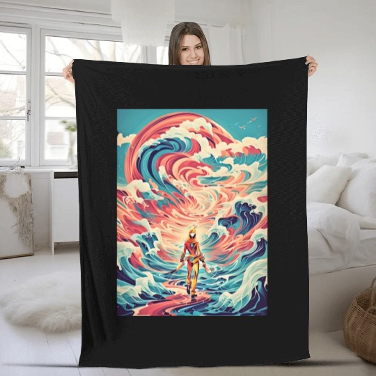 Retro Wave Nostalgia Fleece Blankets