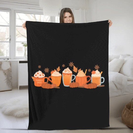 Tis The Season Pumpkin Spice Fall Autumn Season Fleece Blankets