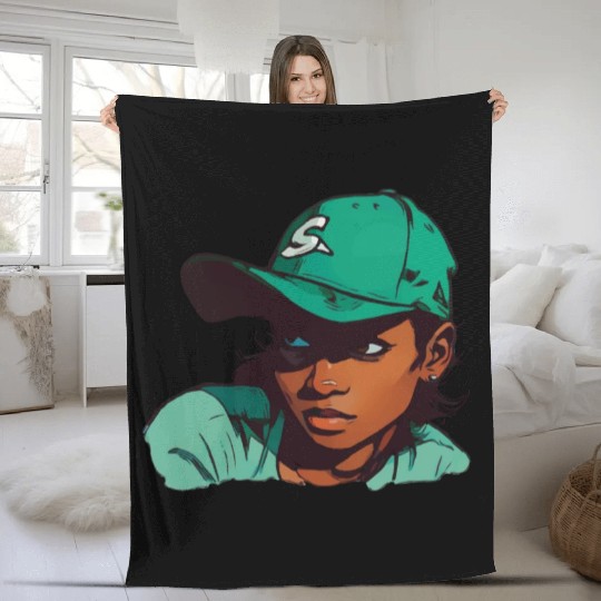 Light Skin Girl in Baseball Hat Fleece Blankets
