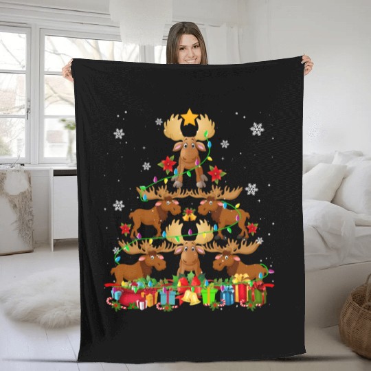 Moose Tree Moose Deer Fleece Blankets