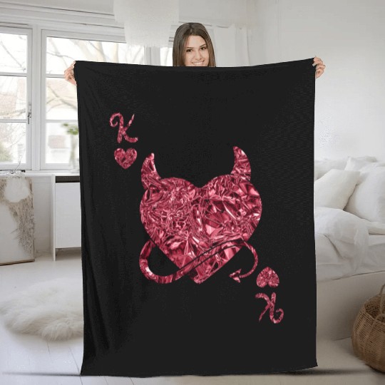 Halloween Card Game King of Hearts Devilish Fleece Blankets