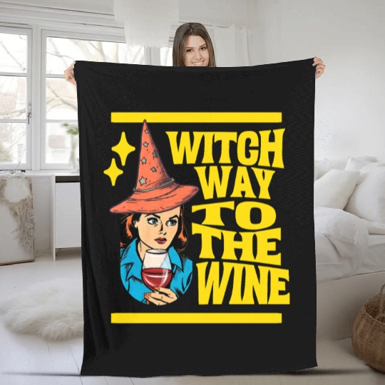 Witch Way To The Wine Fleece Blankets