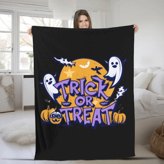 Trick or Treat Design Halloween Fleece Blankets Fleece Blankets Tees