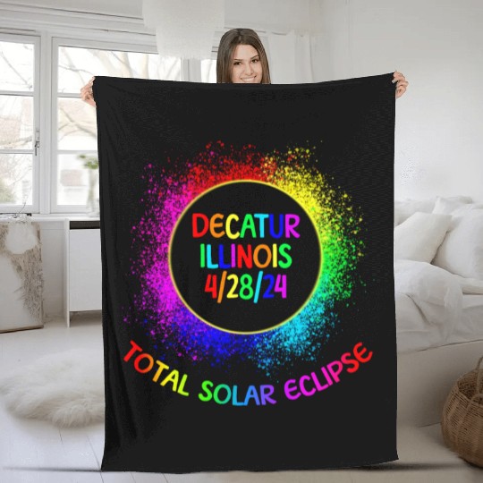 Total Solar Eclipse Decatur Illinois 4/28/24 Kidsf Fleece Blankets