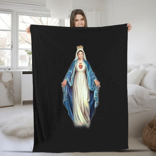 Virgin mary Fleece Blankets