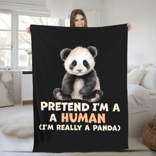pretend im human im really a panda Fleece Blankets