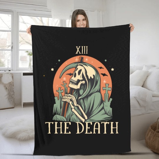 The Death Magic Tarot Skeleton Halloween Fleece Blankets