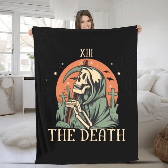 The Death Magic Tarot Skeleton Halloween Fleece Blankets