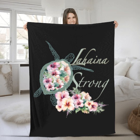 Lahaina Strong: Hibiscus and Sea Turtle Fleece Blankets