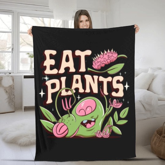 eat plants Fleece Blankets