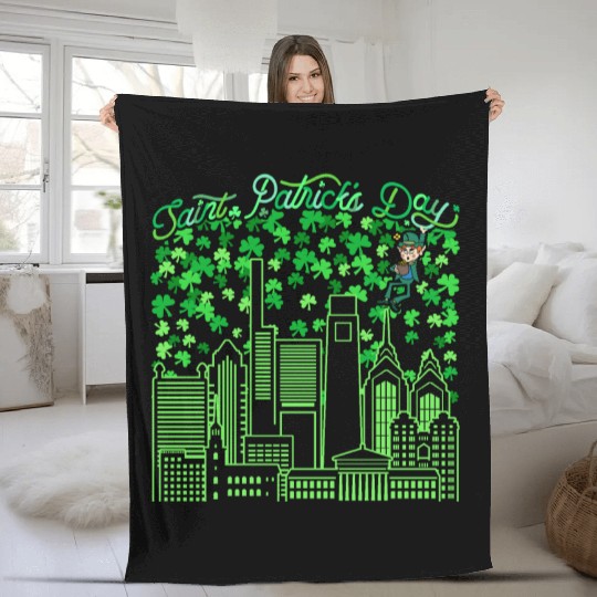 Saint Patrick's Day Philadelphia Pennsylvania Fleece Blankets