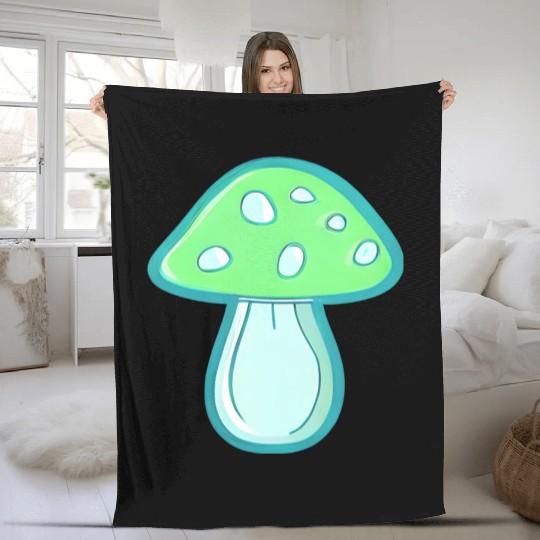 Mushroom CV2 Light Green and Blue Fleece Blankets