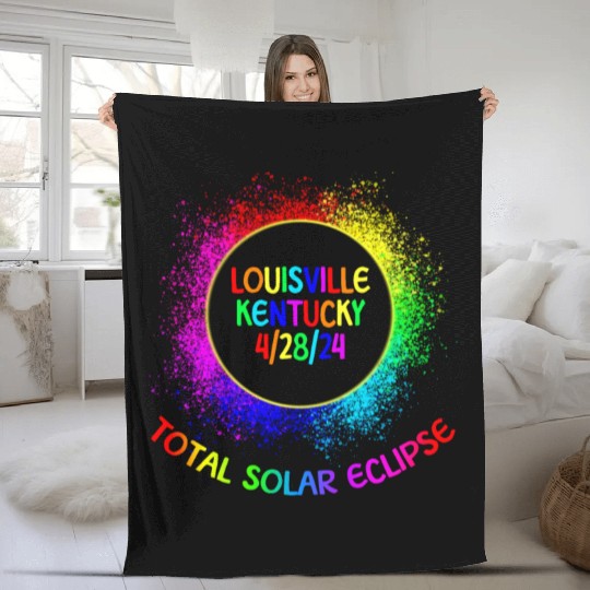 Total Solar Eclipse Louisville Kentucky 4/28/24 Fleece Blankets