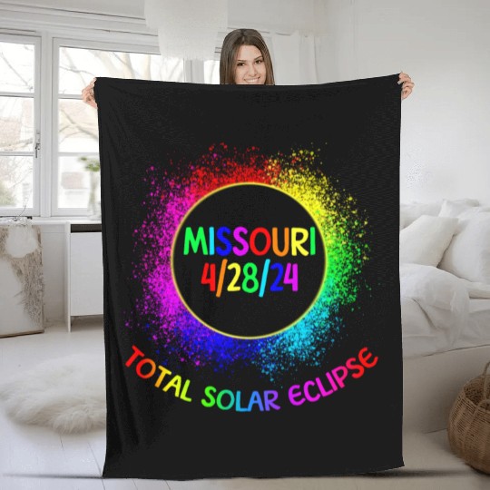 Total Solar Eclipse Missouri 4/28/24 Kids Eclipse Fleece Blankets