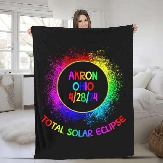 Total Solar Eclipse Akron Ohio 4/28/24 Kids Fleece Blankets
